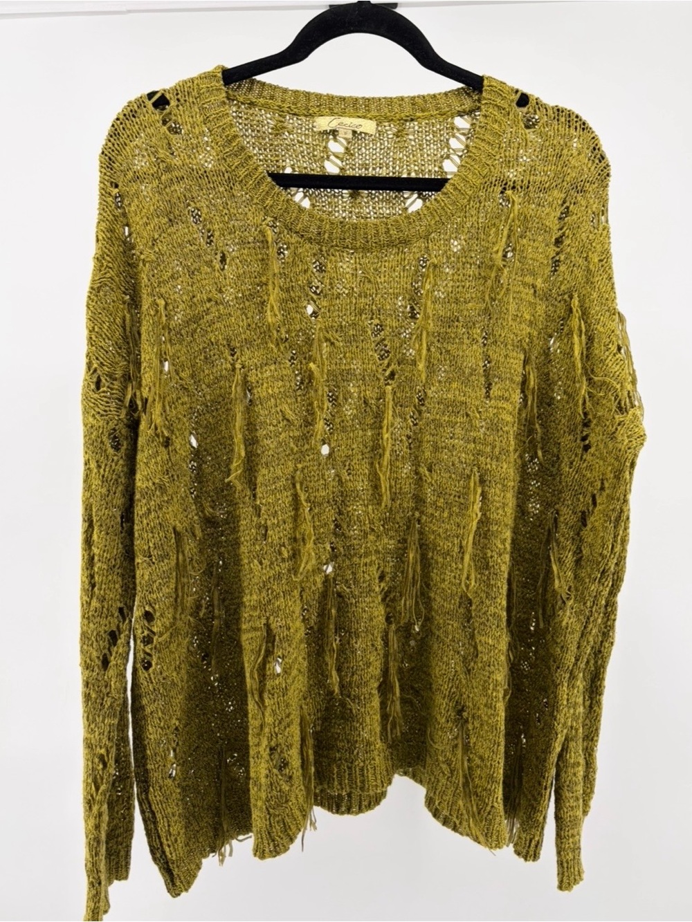 Cecico Open Knit Sweater, Distressed, Long Sleeve, Women's Size Small‎
